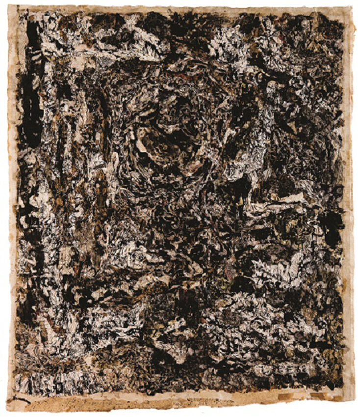 구성, 1962, 77x64cm, 캔버스 위에 종이 콜라주, 채색