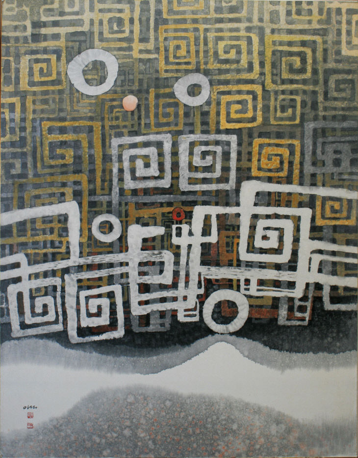 이석, 흔적(Trace) 89-6  117ⅹ91cm  종이+수묵채색  1989