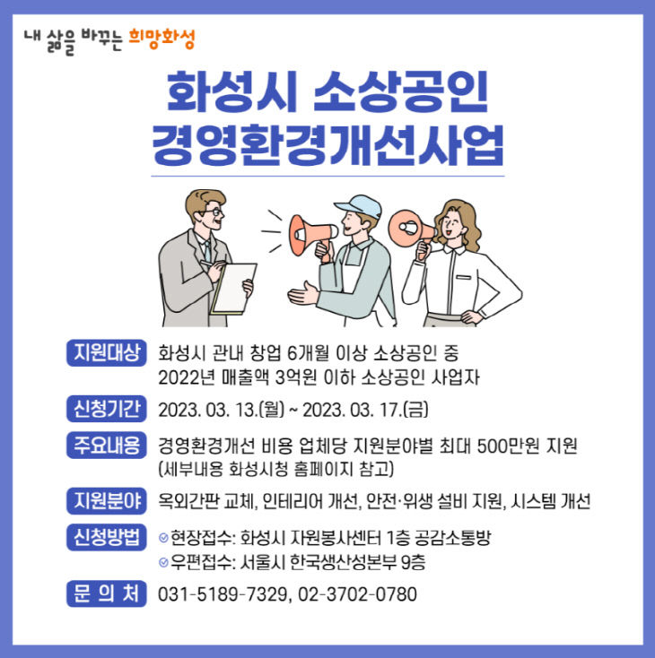 화성시,‘경영환경개선’ 최대 500만 원 지원