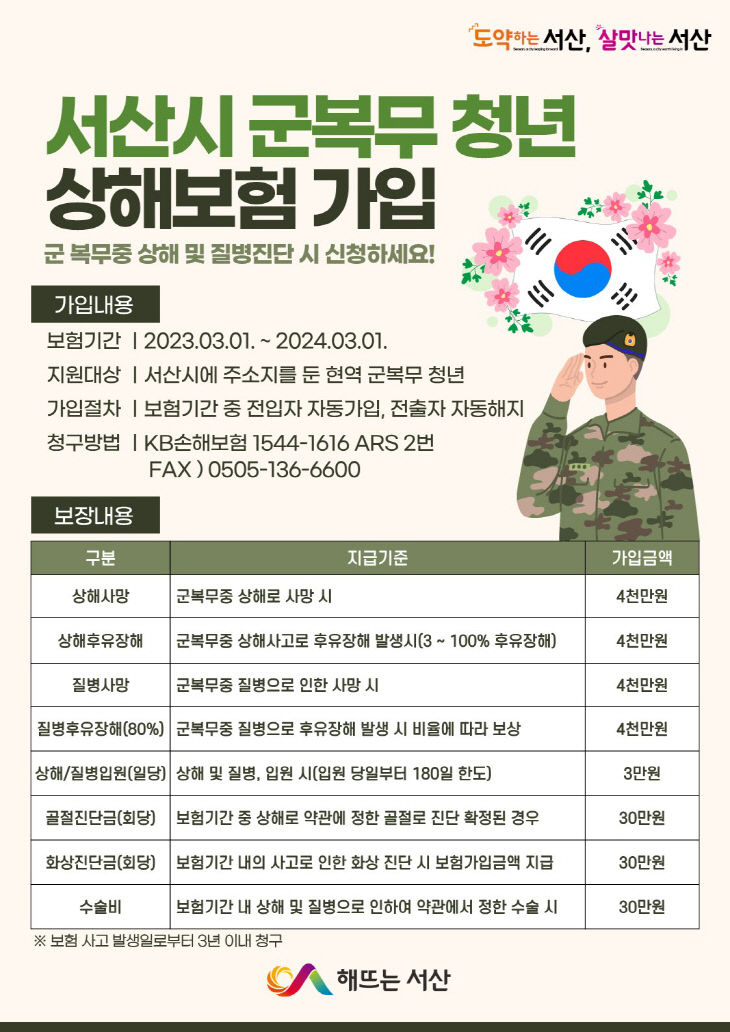 4. 군복무 청년 상해보험 가입 안내 홍보물