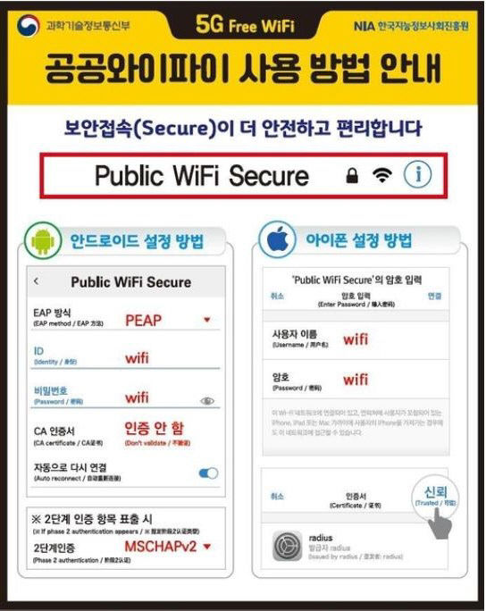 공공와이파이 사용방법