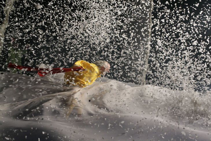 Slava Snowshow Yellow clown in storm by Vladimir Mishukov