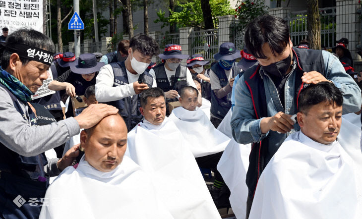 20230510-건설노동자 집단 삭발식1