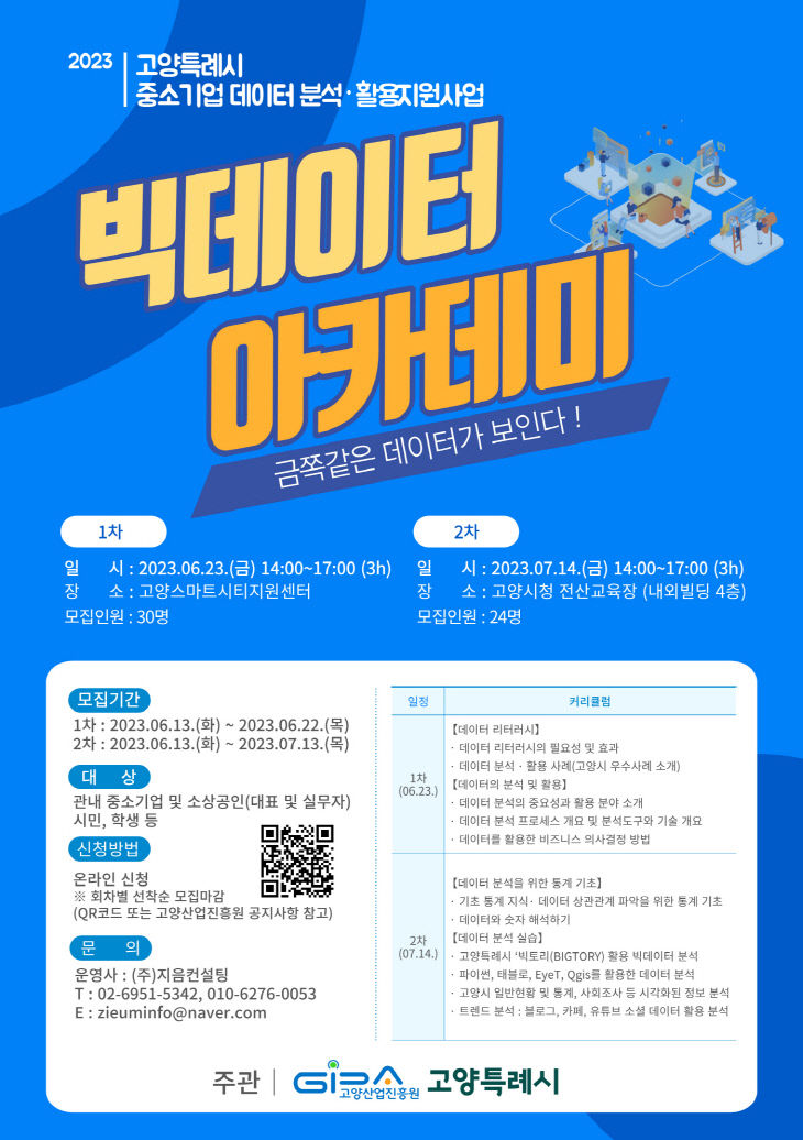 [산하기관]1.고양산업진흥원, 빅데이터 아카데미 교육생 모집