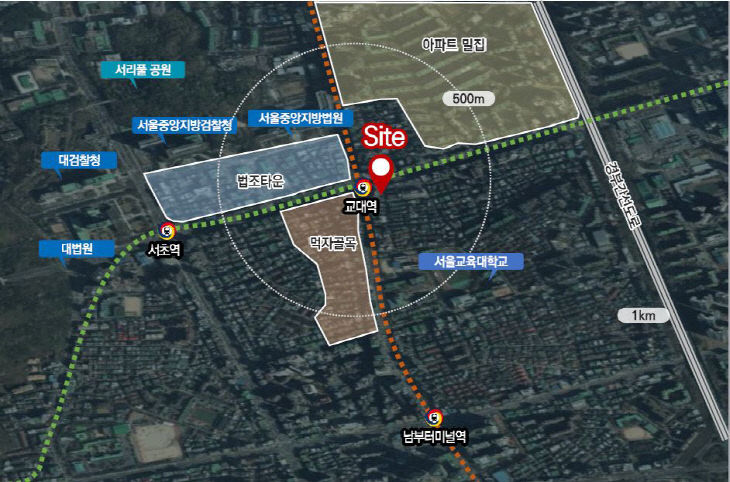 한국마사회 서초부지 위치도.