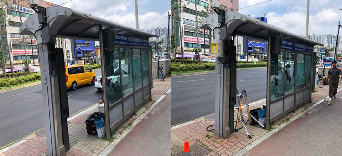 안양시, 호계삼거리 버스정류장 공공와이파이 설치 전, 후
