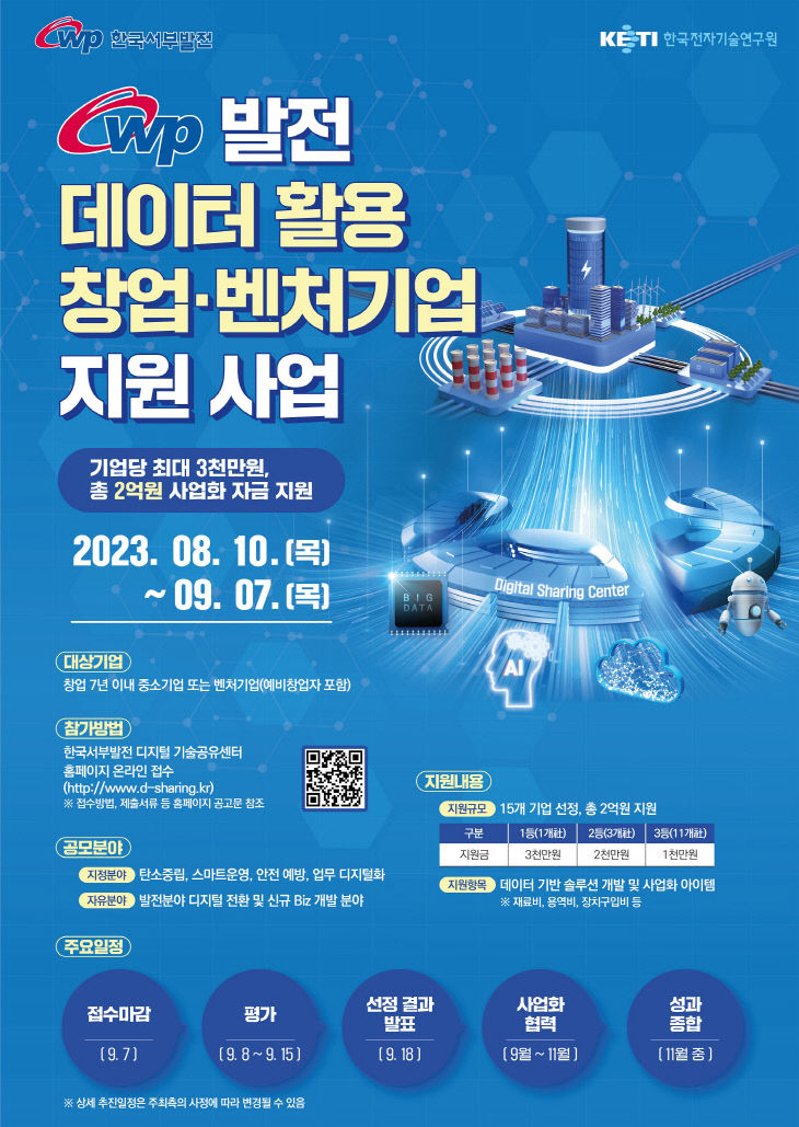 발전데이터 활용 창업벤처기업 지원사업