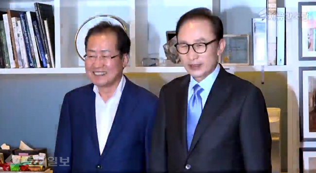 이명박 예방한 홍준표 “야당 하기 어렵지 않다”
