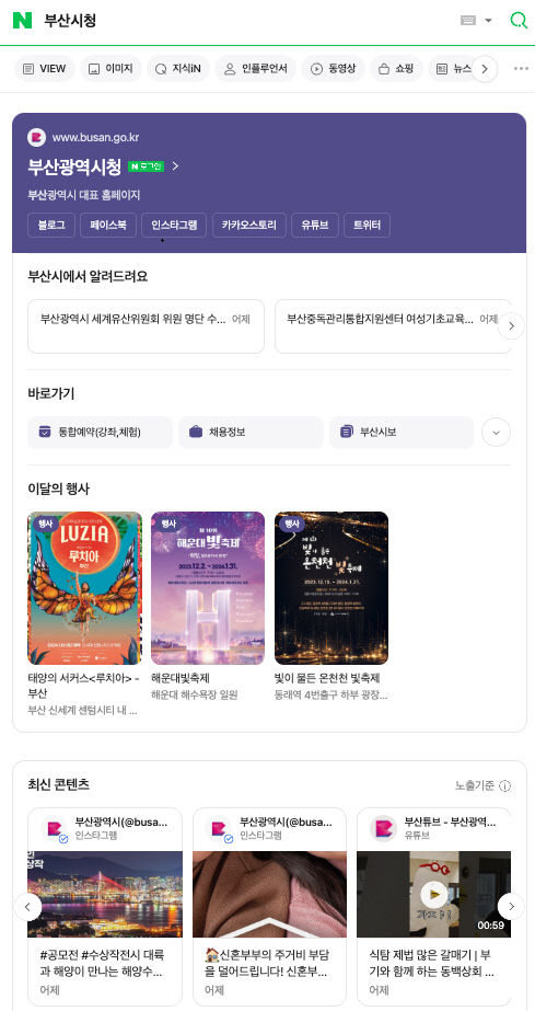 '공공정보 특화' 검색 서비스 적용 예정 화면