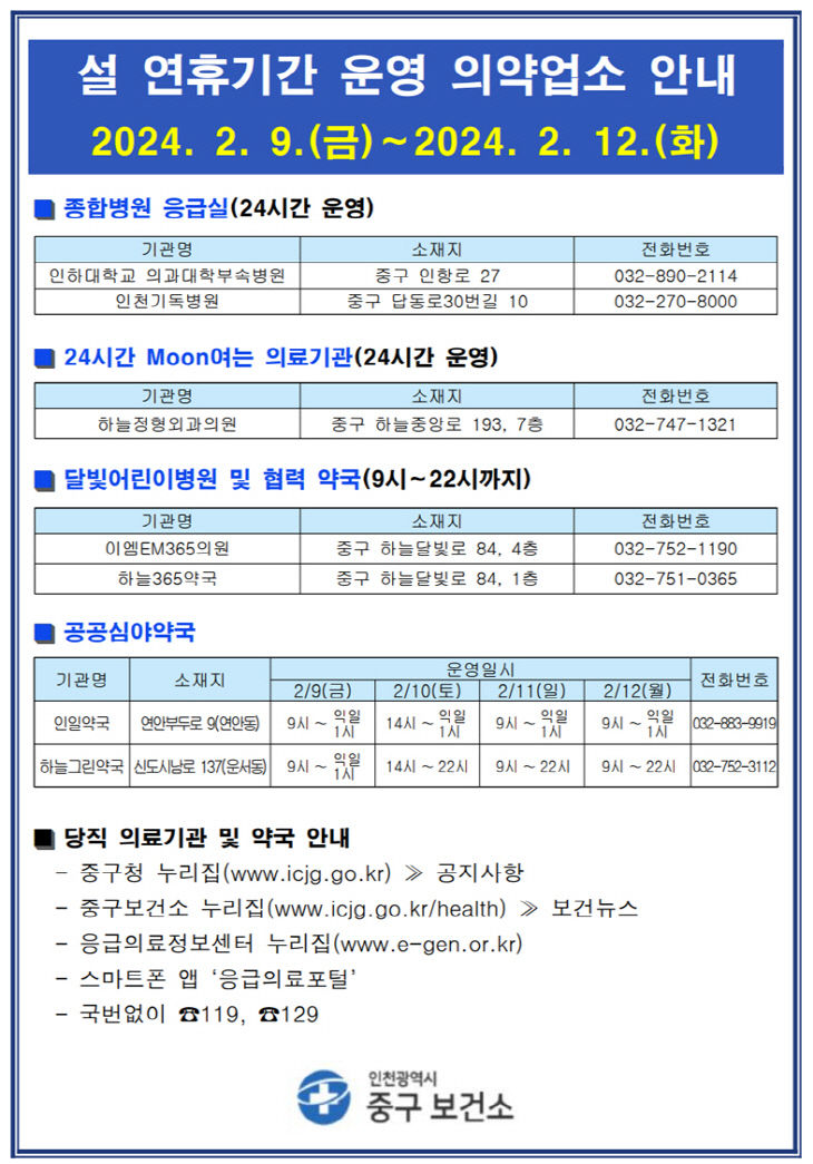 2-1 홍보물 (2024 설 연휴 응급의료체계 돌입)