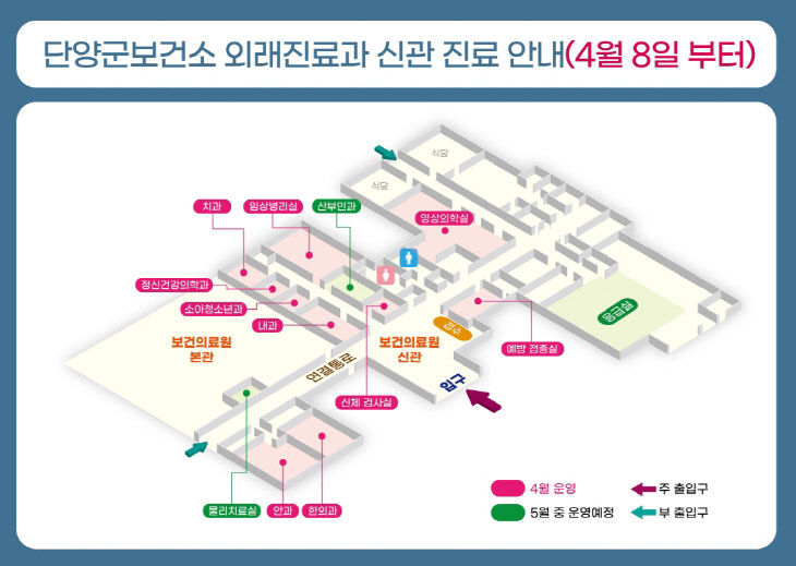 보도 1) 단양보건의료원 신관배치도