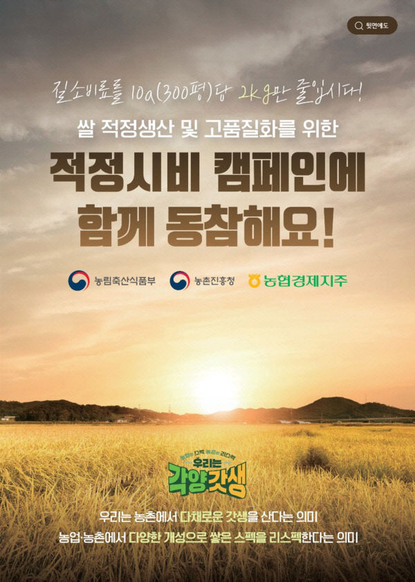 벼 재배농가 이삭거름 적정 시비 캠페인 포스터