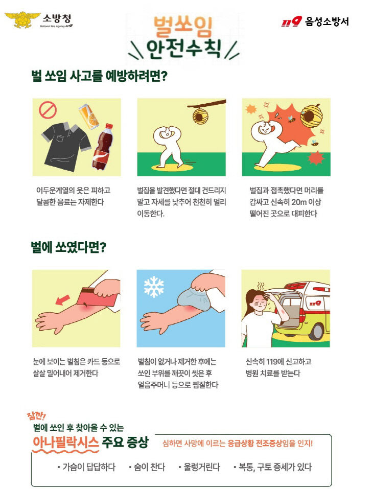 사진자료(음성소방서, 벌 쏘임 사고 주의 당부)