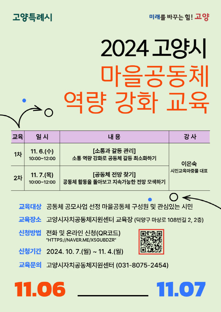 1. 고양시 마을공동체 역량 강화 교육