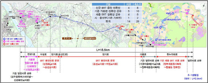 광역 BRT 노선도