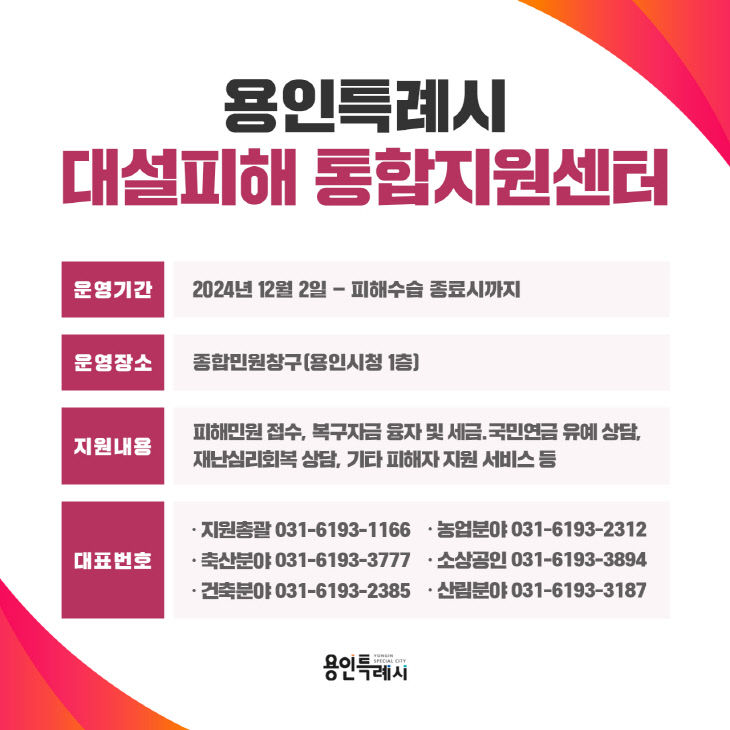 1. 용인특례시 폭설 피해 상담 통합지원센터 운영 안내 포스터