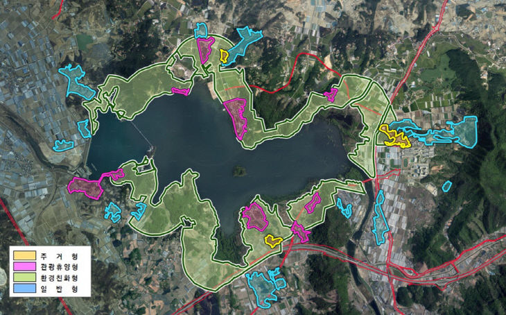 탑정호 주변 성장관리계획(위성사진)