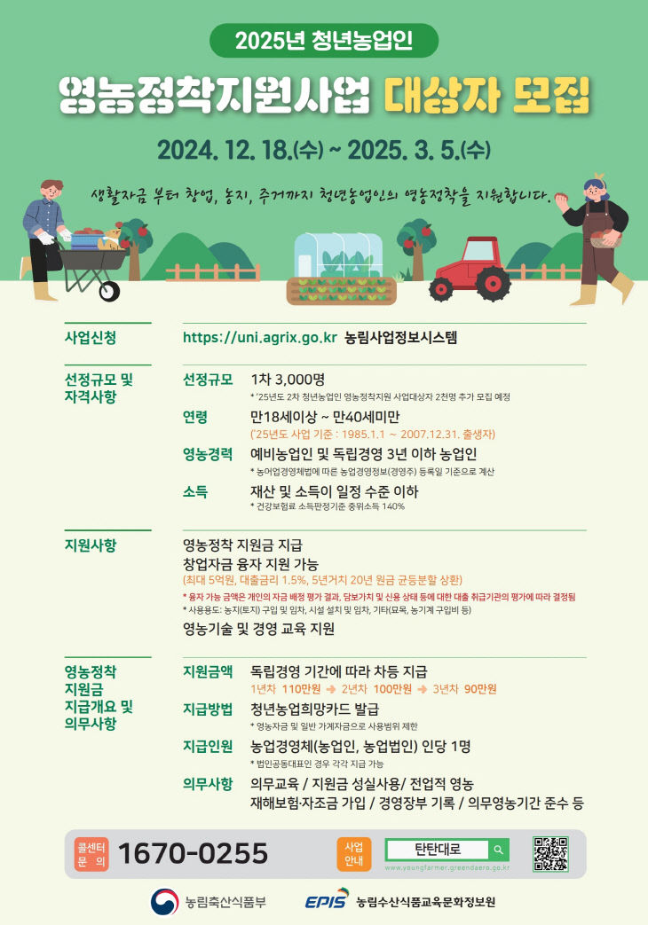 2025년청년농업인영농정착지원사업포스터