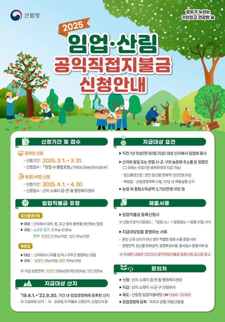 거창군 임업산림공익직접지불금 신청안내 포스터