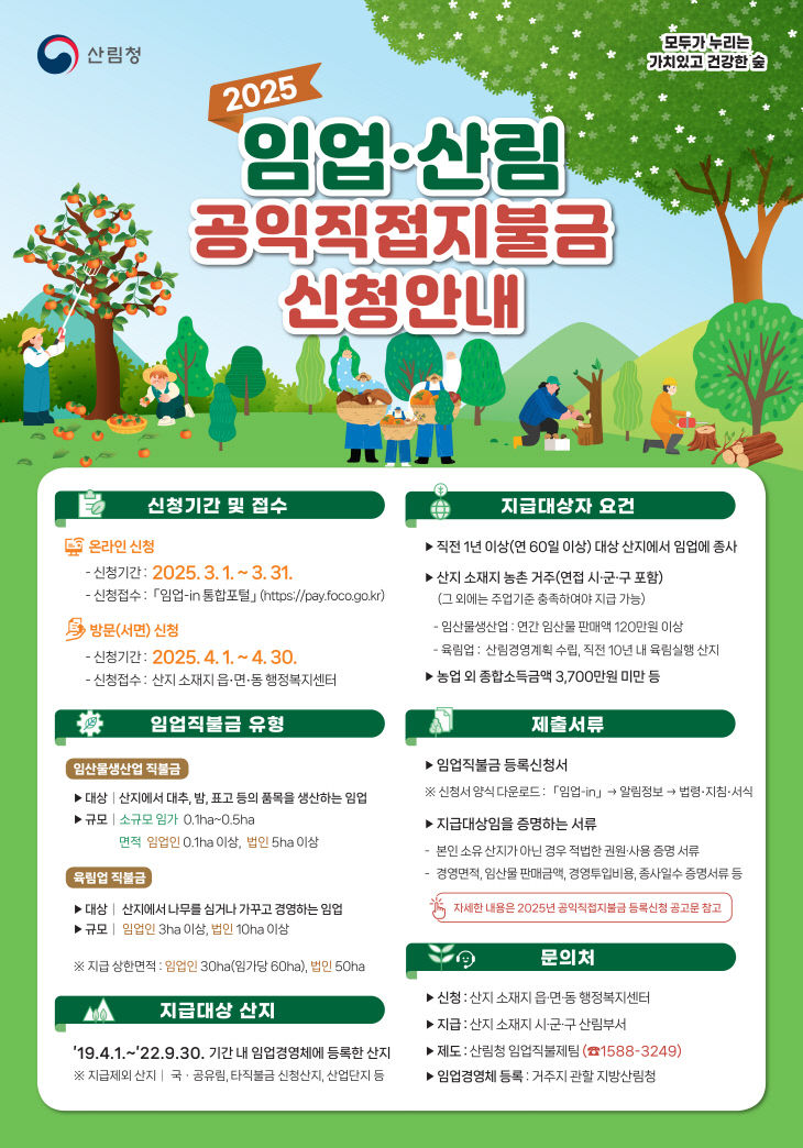 임업직불금 신청안내 포스터