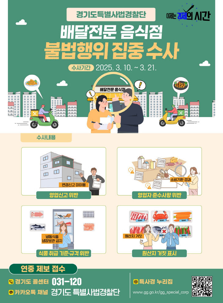 경기도특사경 배달음식전문점불법행위집중수사 그래픽