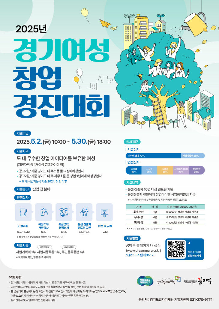 25년+경기+여성창업경진대회+포스터