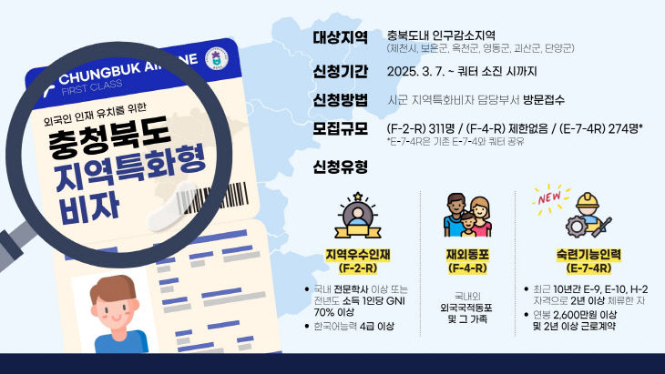 충청북도 지역특화형 비자 안내 포스터