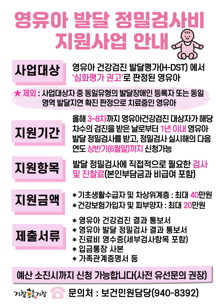 거창군 영유아발달정밀검사비지원