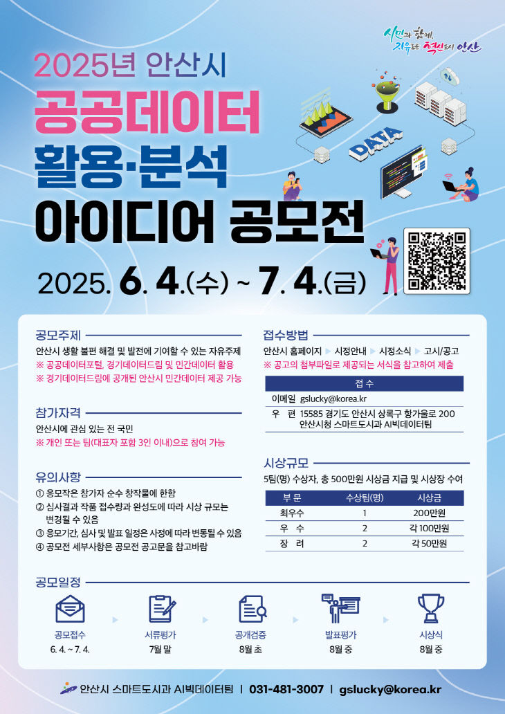 안산시, 공공데이터 활용·분석 아이디어 공모전 개최