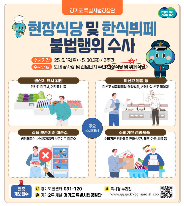 경기도특사경, 현장식당 한식뷔페 불법행위 그래픽