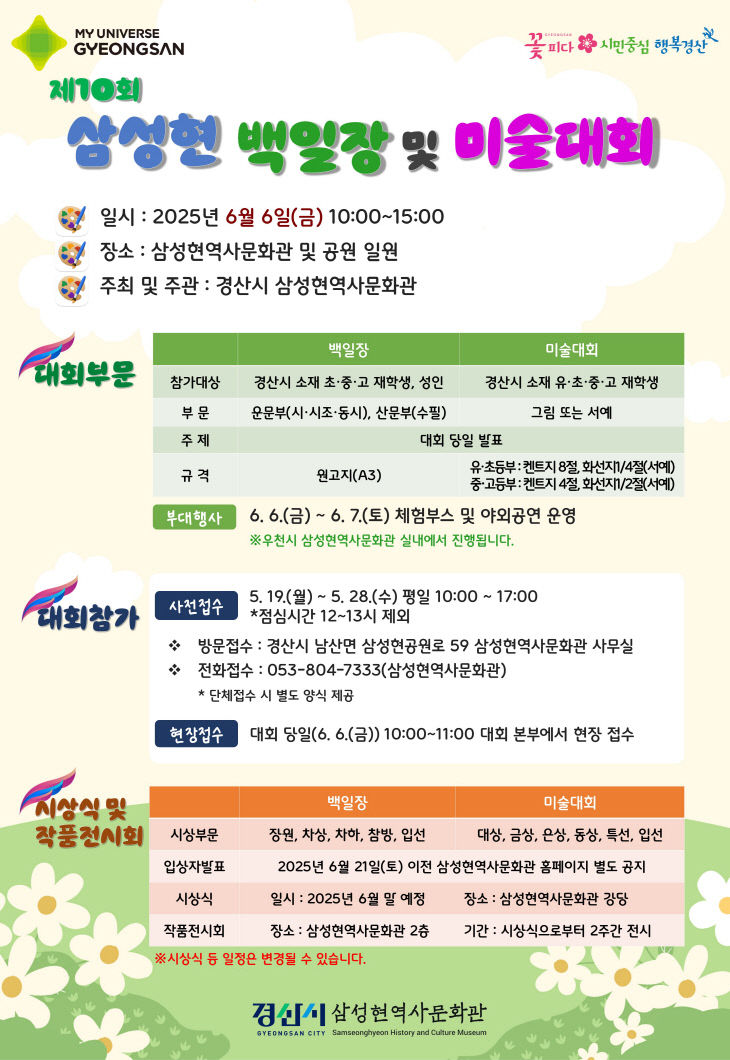 제10회 삼성현 백일장 및 미술대회 포스터
