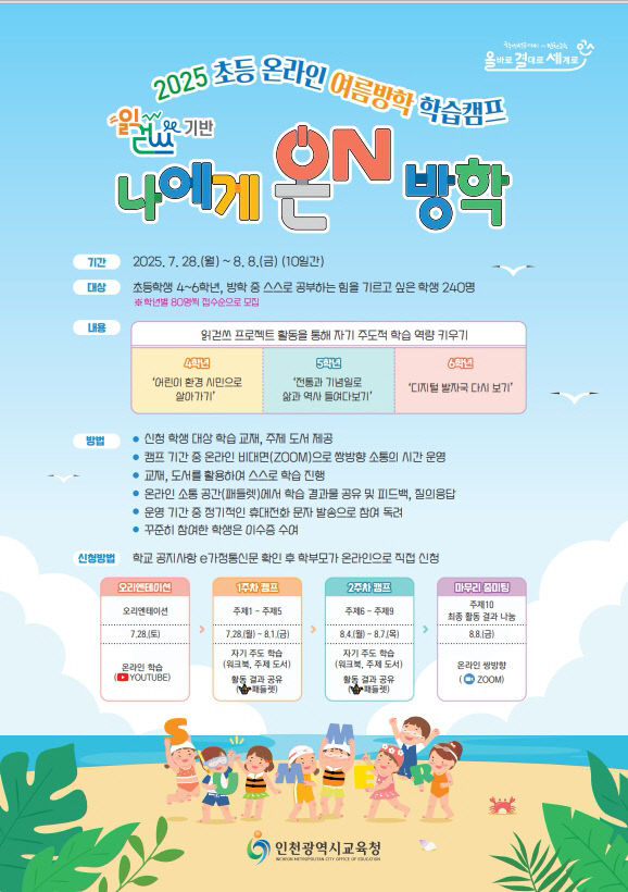 초등 온라인 여름방학 학습캠프 운영