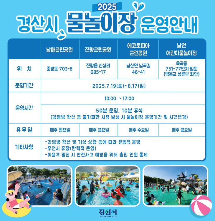 경산시 물놀이장 등 4곳 개장