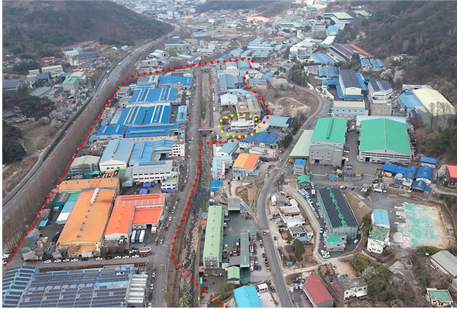 나전농공단지와 주변에 밀집하고 있는 개별 입지 공장 전경