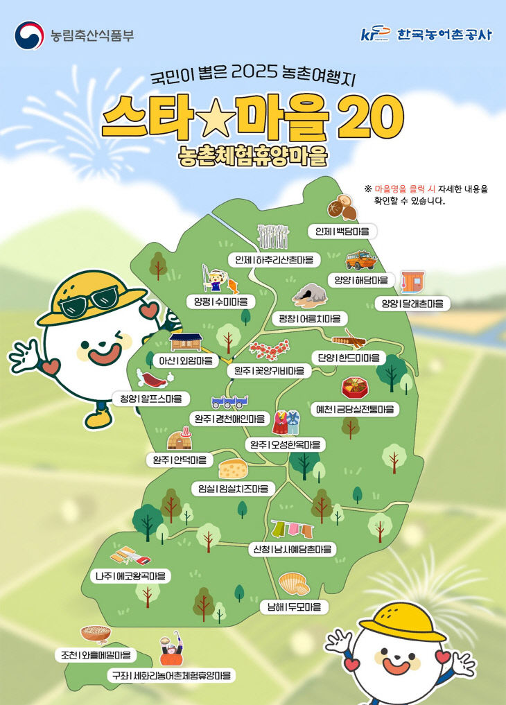 2025 농식품부 스타마을 20곳에 선정
