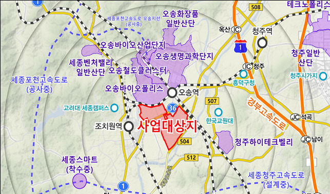 오송 제3생명과학단지 위치도