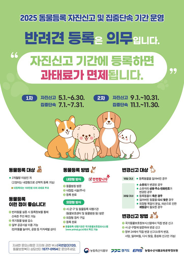 3.도시농업과(의정부시, 2025년 동물등록 자진신고 기간 운영)