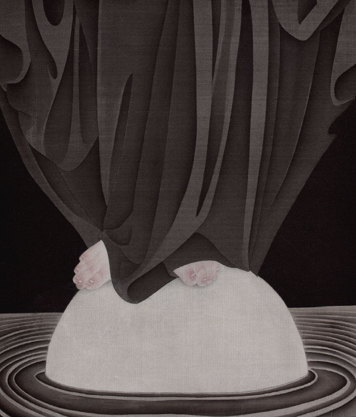 남기승_조용히 피어난 나의 반구_비단에 먹,채