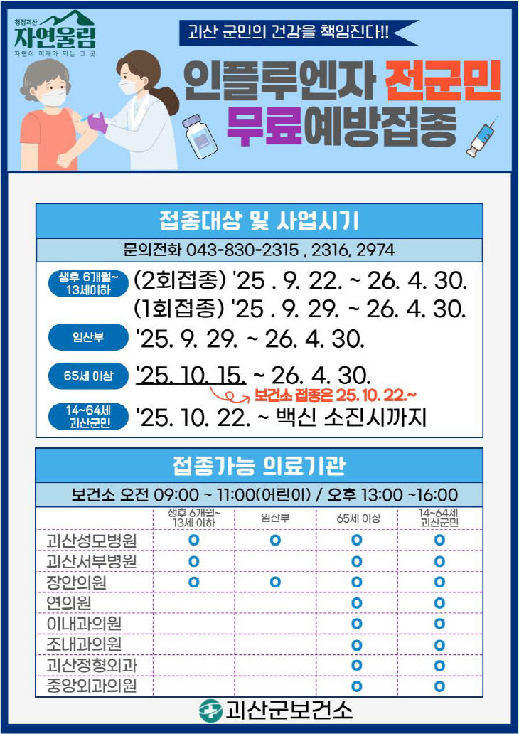 2025~2026절기 전군민 인플루엔자 포스터