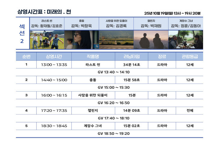 제6회 수려한합천영화제 상영시간표