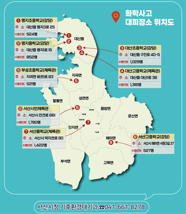 2. 서산시 화학사고 대피장소 안내도