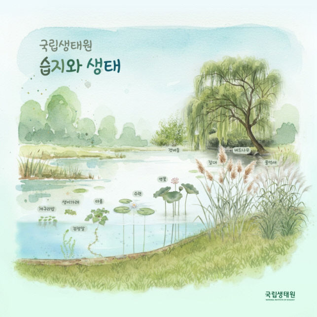 습지 도안이 새겨진 습지와 생태 손수건