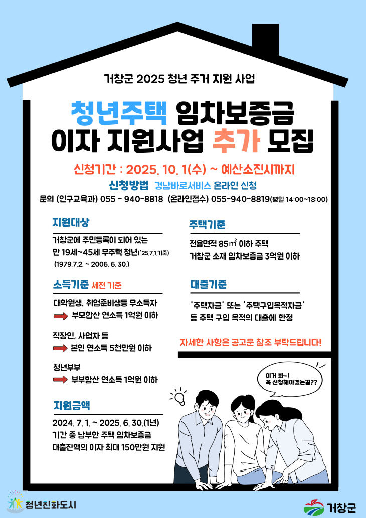 청년주택임차보증금 이자지원 추가 모집 포스터