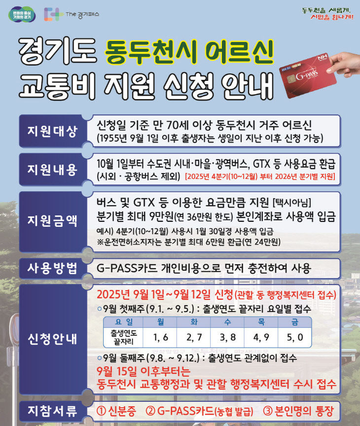 2. 동두천시, 어르신 교통비 지원사업 신청률 제고 총력