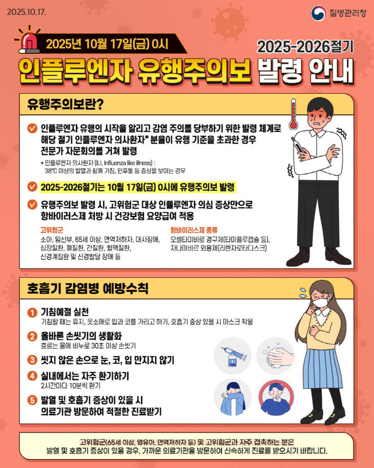 8. 고양시, 인플루엔자 유행주의보 발령…개인위생 철저 당부