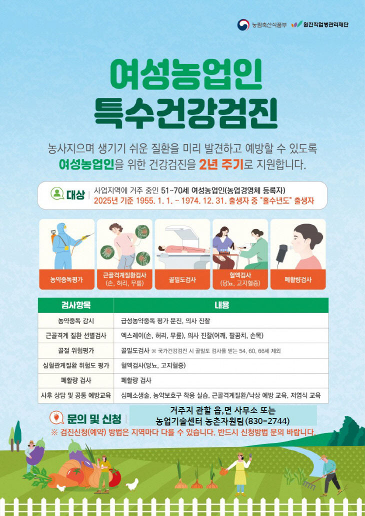 괴산군 ‘2025년 여성농업인 특수건강검진 안내 포스터 (2)