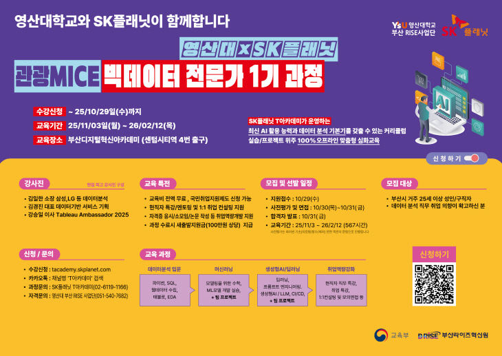 영산대 X SK플래닛 관광MICE 빅 포스터