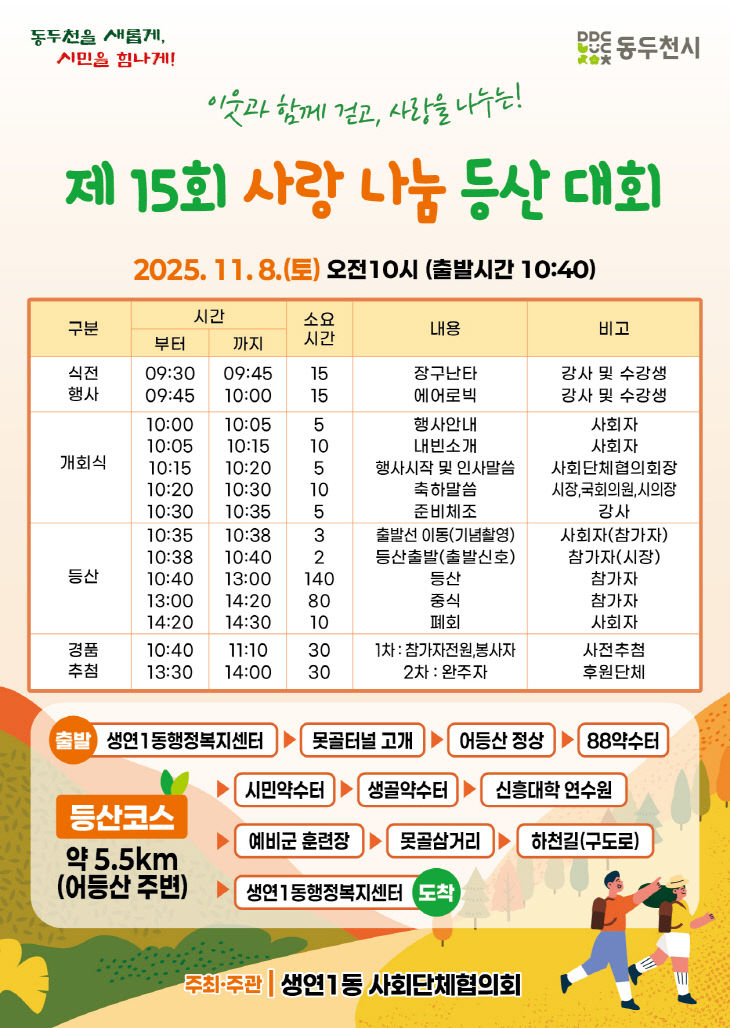 걷는 즐거움, 나누는 행복 제15회 생연1동 사랑나눔 등산대회