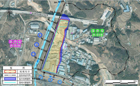 퇴래 자연재해위험개선지구 정비사업 위치도.김해시 제공