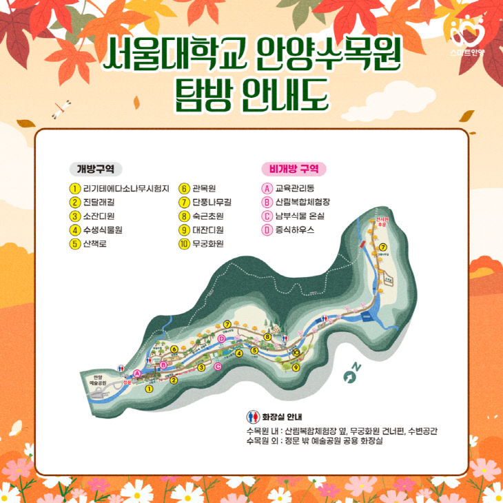 서울대 안양수목원 탐방 안내도.